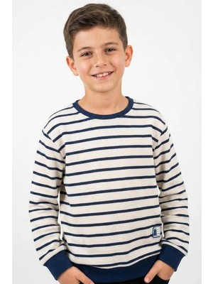 Breeze Erkek Çocuk Sweatshirt Arma Detaylı 4-10 Yaş, Beyaz