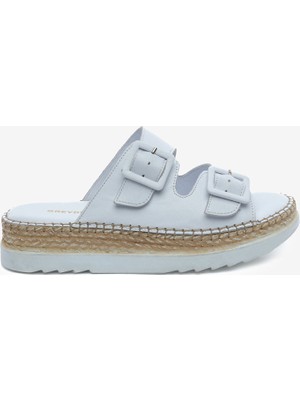 Greyder Kadın Beyaz Hakiki Deri Comfort Terlik 6Y2TT50757