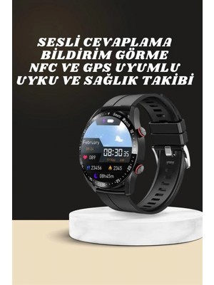 MiraLive Akıllı Saat Amoled Ekran Metal ve Deri Kordonlu Uyku ve Sağlık Takibi Titreşimli