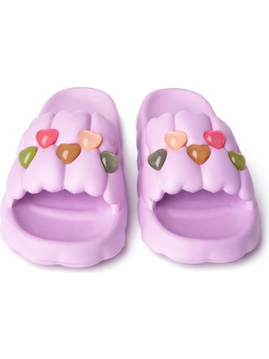 Ecrou Kalp Aksesuarlı Terlik Lila 36 41