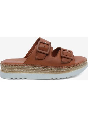 Greyder Kadın Taba Hakiki Deri Comfort Terlik 6Y2TT50757