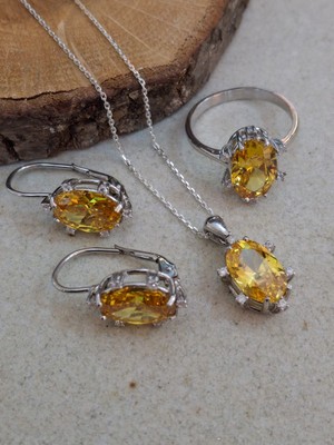 Süryani Gümüş Sanatı Sitrin Taşlı Gümüş Set