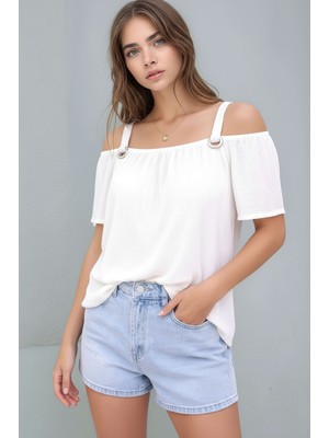 Mamayaga Kadın Yazlık Askılı Kuşgözü Detay Curve Spor Şık Casual Bluz