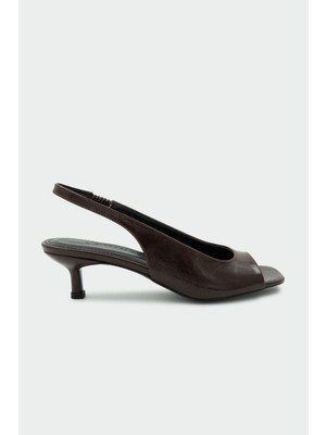 Laminta Maggie Klasik Kadın Acı Kahve Topuklu Ayakkabı
