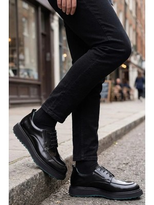 Shoetyle - Hakiki Açma Deri Siyah Renk Erkek Günlük Erkek Ayakkabı - 250-760-02