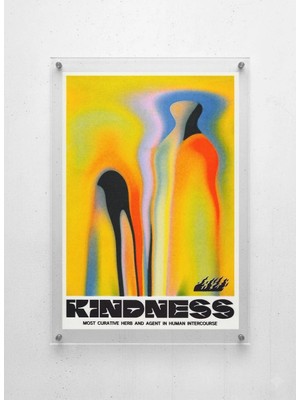 Lamazif Kindness Modern Pleksi Cam Duvar Tablosu – Vidali Akrilik Poster, Soyut & Sanatsal Duvar Dekoru