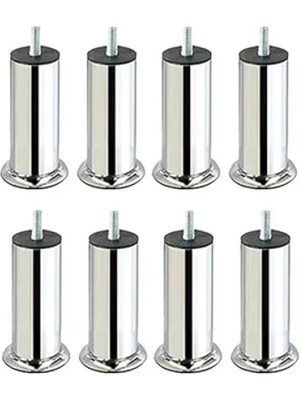 Calperia Krom Kaplama Metal Mobilya Ayağı, Civatalı, 8 Adet, 12 cm