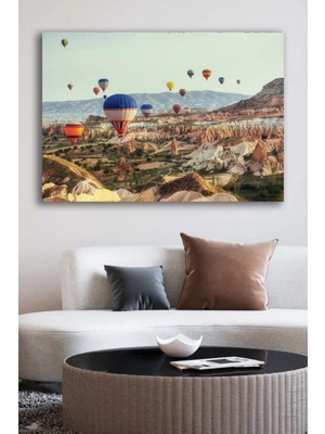 Şehzat Kanvas Duvar Tablosu Baskılı Dekoratif Uçan Balonlar Kapadokya Ev Ofis Otel Dekor Hediyelik Tablo