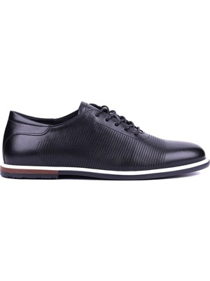 Shoetyle - Hakiki Deri Siyah Renk Günlük Erkek Ayakkabı - 900-5089