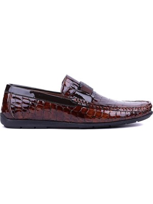 Fosco - Hakiki Deri Taba Croco Erkek Loafer - 2094