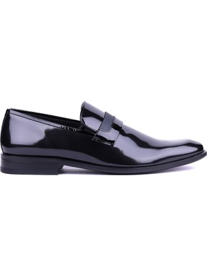 Shoetyle - Hakiki Rugan Deri Siyah Renk Klasik Erkek Ayakkabı - 900-2602