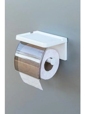 Calperia Yapışkanlı Kapaklı Tuvalet Kağıdı Askısı - Beyaz