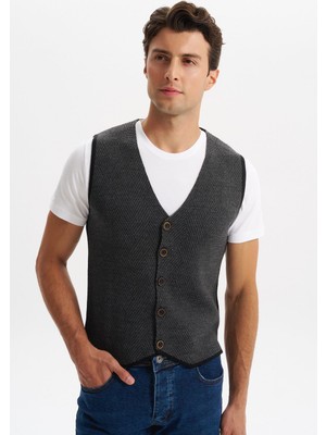 Ar-ma Erkek Triko Yelek Slim Fit Kısa Kollu Örme Likralı Pike %90 Akrilik %10 Wool K0YYO0858