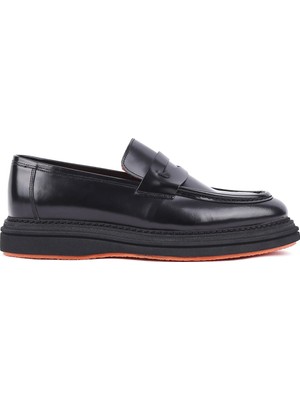 Shoetyle - Siyah Hakiki Açma Deri Bağcıksız Erkek Günlük Ayakkabı 250-2575