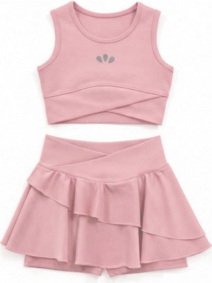 Minipodyum Kız Çocuk Alt Üst Takım Spor Şort Etekli