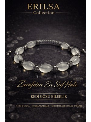 Erilsa Sertifikalı Kedi Gözü Bileklik - 10MM Tombul Beyzi Fosforlu Gece Parlayan Akrilik Makrome