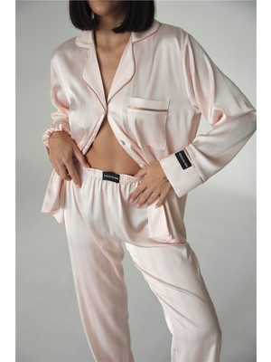 Coccolarsi Sogni Lineari Saten Uzun Pijama Takımı LDK01