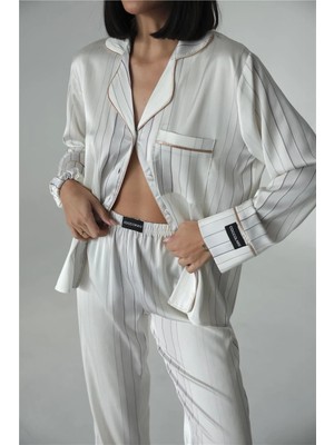 Coccolarsi Sogni Lineari Saten Uzun Pijama Takımı LDK06