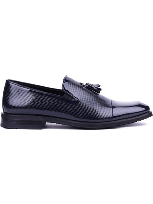 Shoetyle - Hakiki Rugan Deri Lacivert Renk Erkek Klasik Ayakkabı - 900-4702