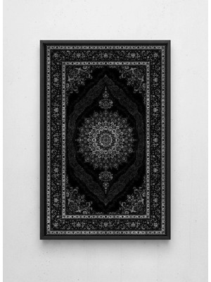 Lamazif Siyah Oryantal Desenli Çerçeveli Poster | Modern Minimal Duvar Tablosu 50X70 cm