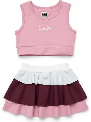 Minipodyum Kız Çocuk Spor Alt Üst Takım Katlı Şort Etekli