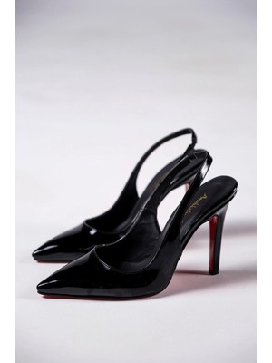 Ayakkabı Ateşi Siyah Rugan Kadın Topuklu Özel Tasarım Ayakkabı Stiletto Madison