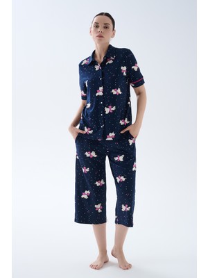 Hays Kadın Pamuklu Kısa Kollu Gömlek Kapri Pijama Takımı