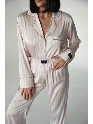 Coccolarsi Sogni Lineari Saten Uzun Pijama Takımı LDK02