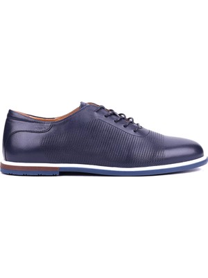 Shoetyle - Hakiki Deri Lacivert Renk Günlük Erkek Ayakkabı - 900-5089