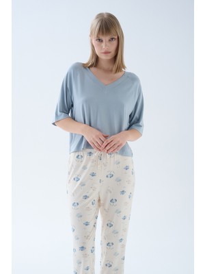 Hays Kadın Viskoz Kısa Kollu V Yaka Pijama Üstü