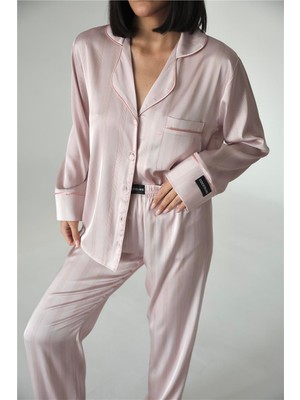 Coccolarsi Sogni Lineari Saten Uzun Pijama Takımı LDK03