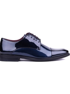 Shoetyle - Hakiki Rugan Deri Lacivert Renk Erkek Klasik Ayakkabı - 900-3710