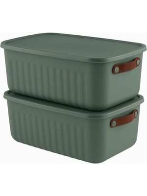Calperia 2'li Kapaklı Saklama Kutusu Seti - 10 Litre, Taşınabilir