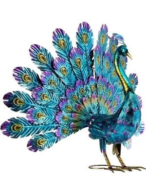 Calperia Metal Tavus Kuşu Bahçe Heykeli, 81X30X58 cm