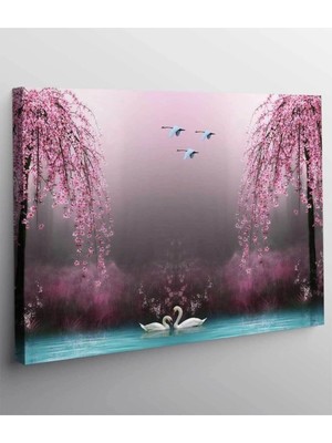 Şehzat Pembe Çiçekli Kanvas Tablo