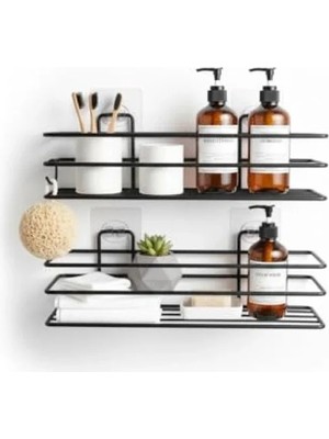 Calperia Su Geçirmez Yapışkanlı Banyo ve Mutfak Rafı Seti – Tek Katlı Organizer (2 Adet)