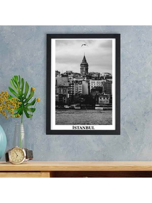 Çılgıntrend Nostaljik Istanbul Manzaralı Yapışkanlı Çerçeve – Galata Kulesi Poster Tablo