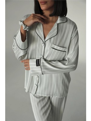 Coccolarsi Sogni Lineari Saten Uzun Pijama Takımı LDK08