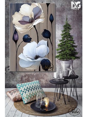 Şehzat Tekli, Dikey, Kanvas, Dekoratif, Duvar, Tablosu , Gonca ve Çiçekler,