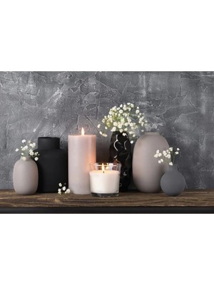 Şehzat Antrasit Gri Mum Kombini Dekoratif Kanvas Duvar Tablo