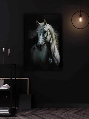 Şehzat Beyaz At Salon Oturma Odası Için Dijital Baskı Kanvas Tablo Duvar Dekoru