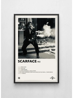 Lamazif Siyah Çerçeveli Klasik Film Duvar Tablosu – Scarface (1983) Tony Montana Poster – Sinema & Vintage Dekor