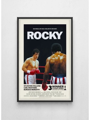 Lamazif Siyah Çerçeveli Klasik Film Duvar Tablosu – Rocky Boks Sahnesi Poster – Motivasyon & Sinema Dekoru