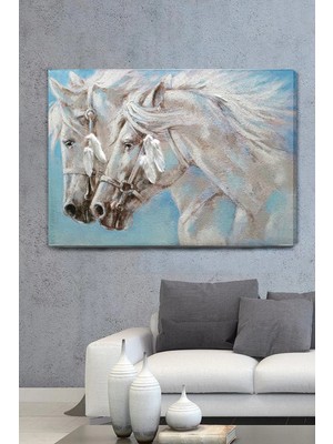 Şehzat Beyaz Atlar Kanvas Tablo
