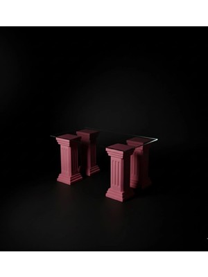 Lamazif Lamazıf Pembe Sütun Ayaklı Pleksi Sehpa – 90X70 cm 7mm Şeffaf Pleksi Üst – Modern Klasik Tasarım Orta Sehpa