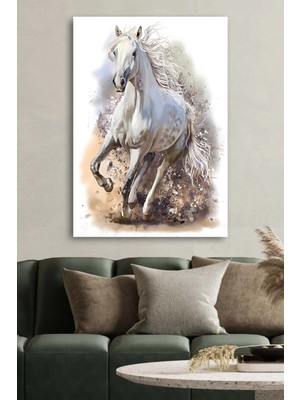 Şehzat Kanvas Tablo Baskılı Modern Dekoratif Yağlıboya Beyaz At Ev Ofis Otel Dekor Hediyelik Tablo