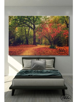 Şehzat Tekli, Yatay, Kanvas, Dekoratif, Duvar, Tablosu , Sonbahar, Orman Manzarası,