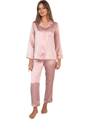 Icon Silk 'Sleep & Glow' %100 Saf Ipek Pijama Takımı (Gül Kurusu)