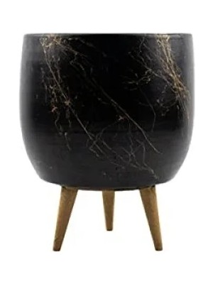 Calperia Gold Mermer Efektli 3 Ayaklı Saksı - 19 cm