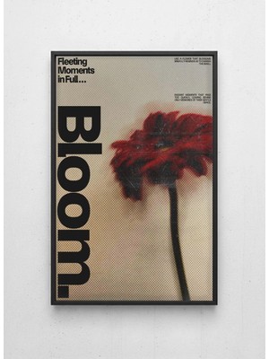 Lamazif Bloom Çiçek Temalı Modern Sanat Tablosu | Siyah Çerçeveli Duvar Dekoru 50X70 cm